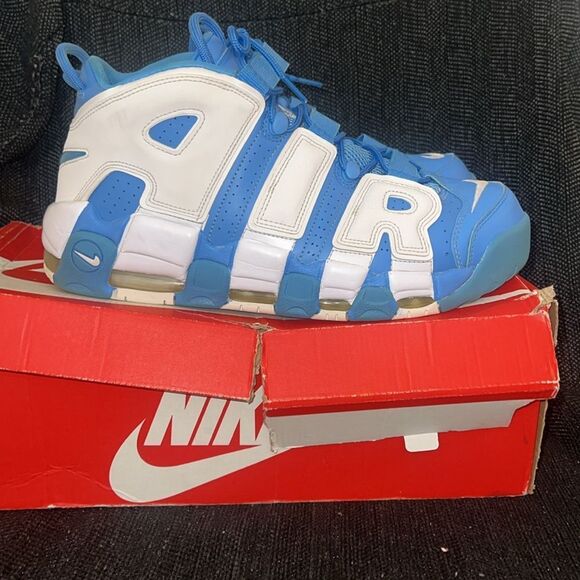 Nike Blue and White Air More Uptempo Sneakers - Picture 1 of 11